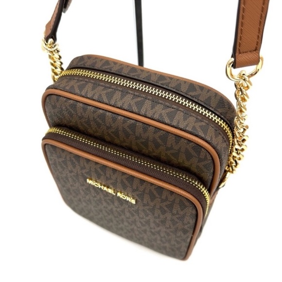 Michael Kors Medium NS Chain Xbody Bag & Small TZ Coinpouch w/ID Brown/Gold - Picture 6 of 12